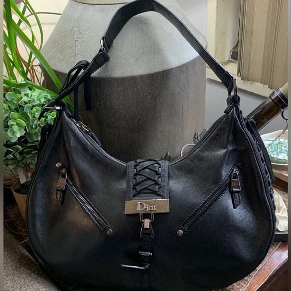 SOLD🔥Authentic DIOR ADMIT IT Lace up sides zip top clasp leather shoulder bag - Picture 14 of 16